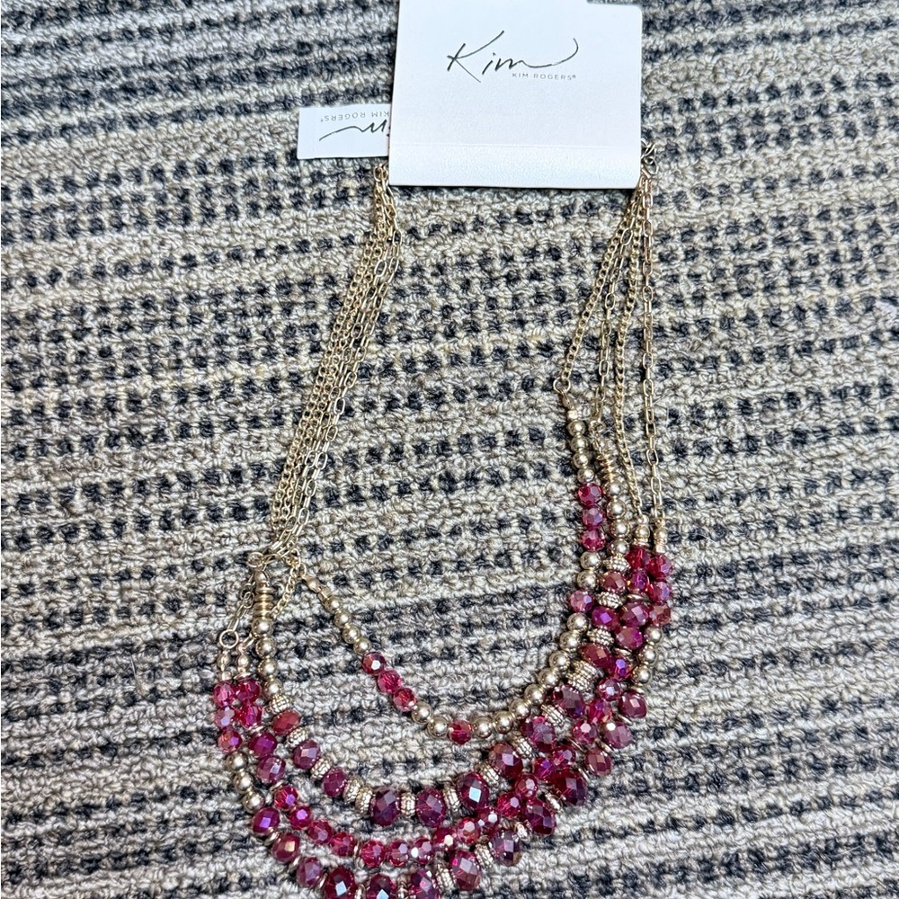 Vintage Kim Roger’s Layered Berry Sparkle Beaded Gold-Tone Necklace - Picture 3 of 9
